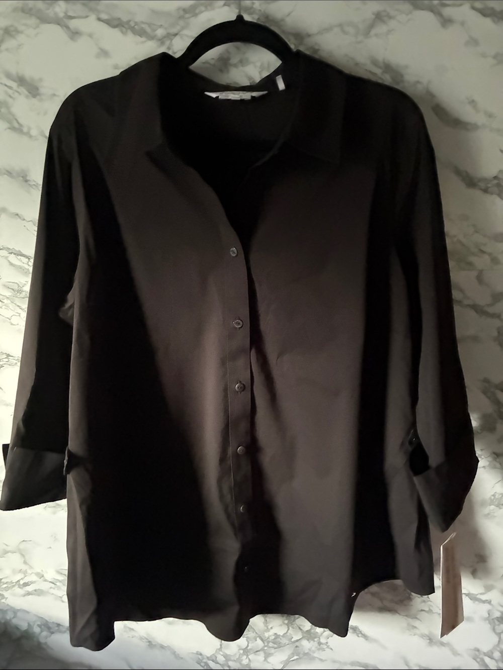 Foxcroft 16W NWT Black Women's Button-Down Blouse